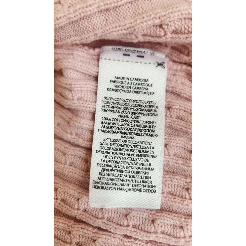 Ralph Lauren Baby Girl Cable Knit Cardigan Pastel Pink Sweater 9 Months Preppy
